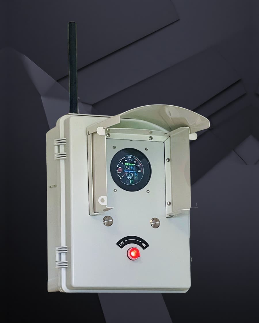 The FireShield controller, showing the status gauge and manual override