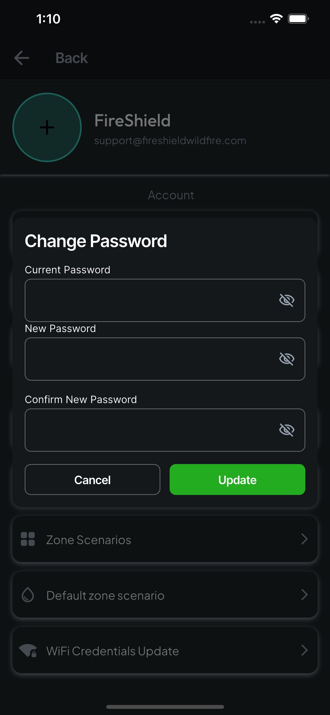 Change password form