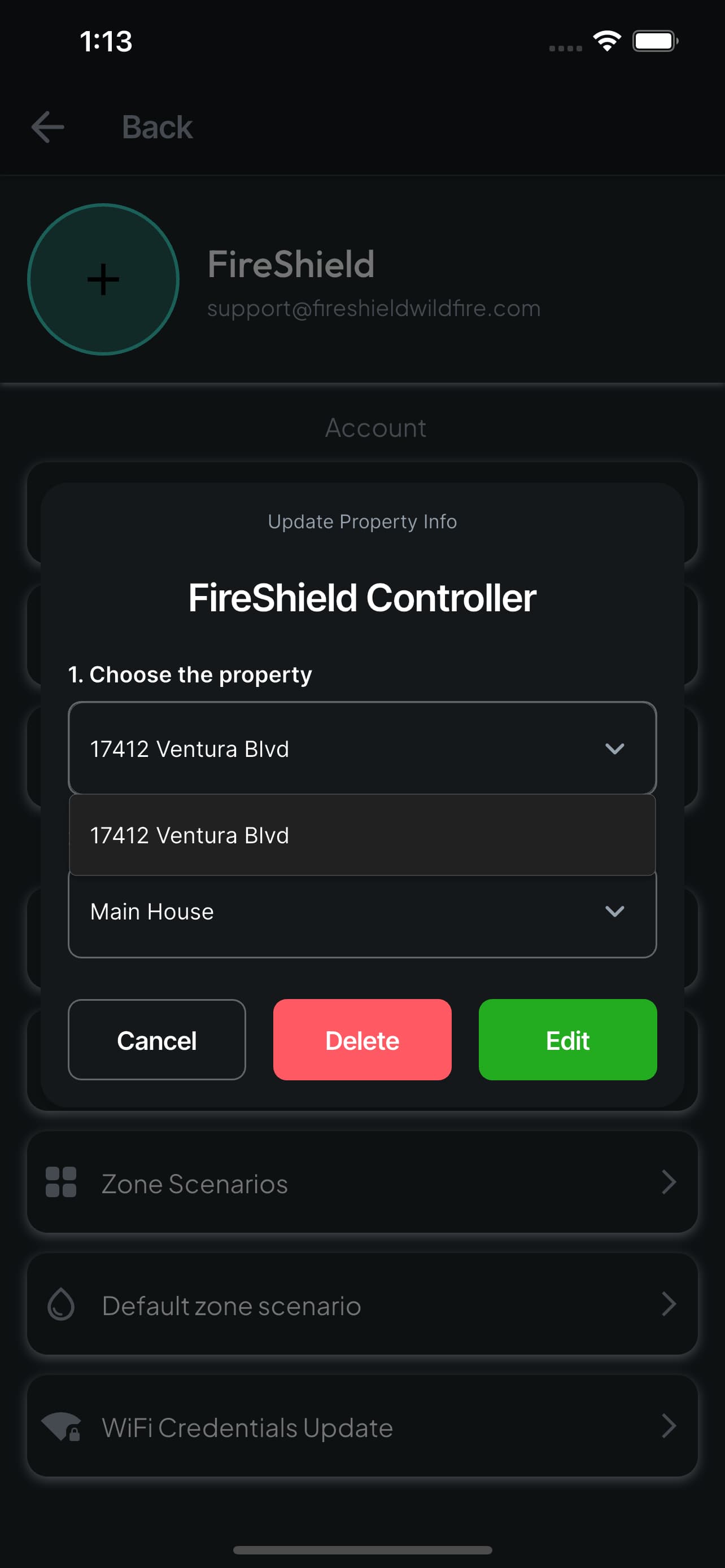 Property picker open
