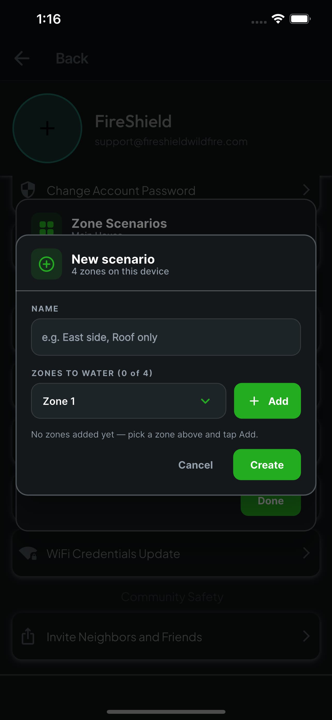 New scenario dialog