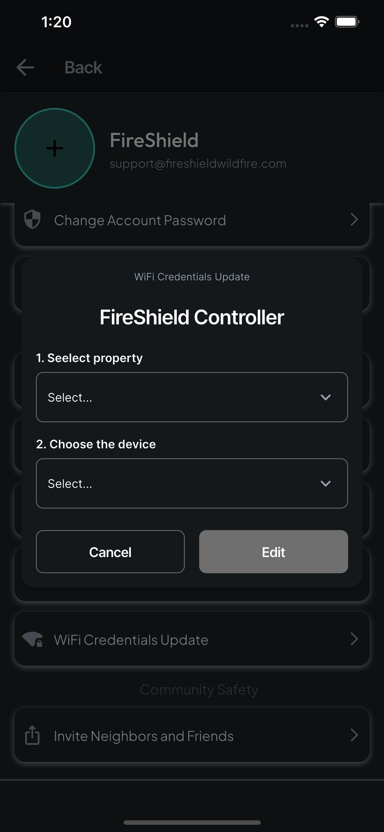 WiFi credentials chooser