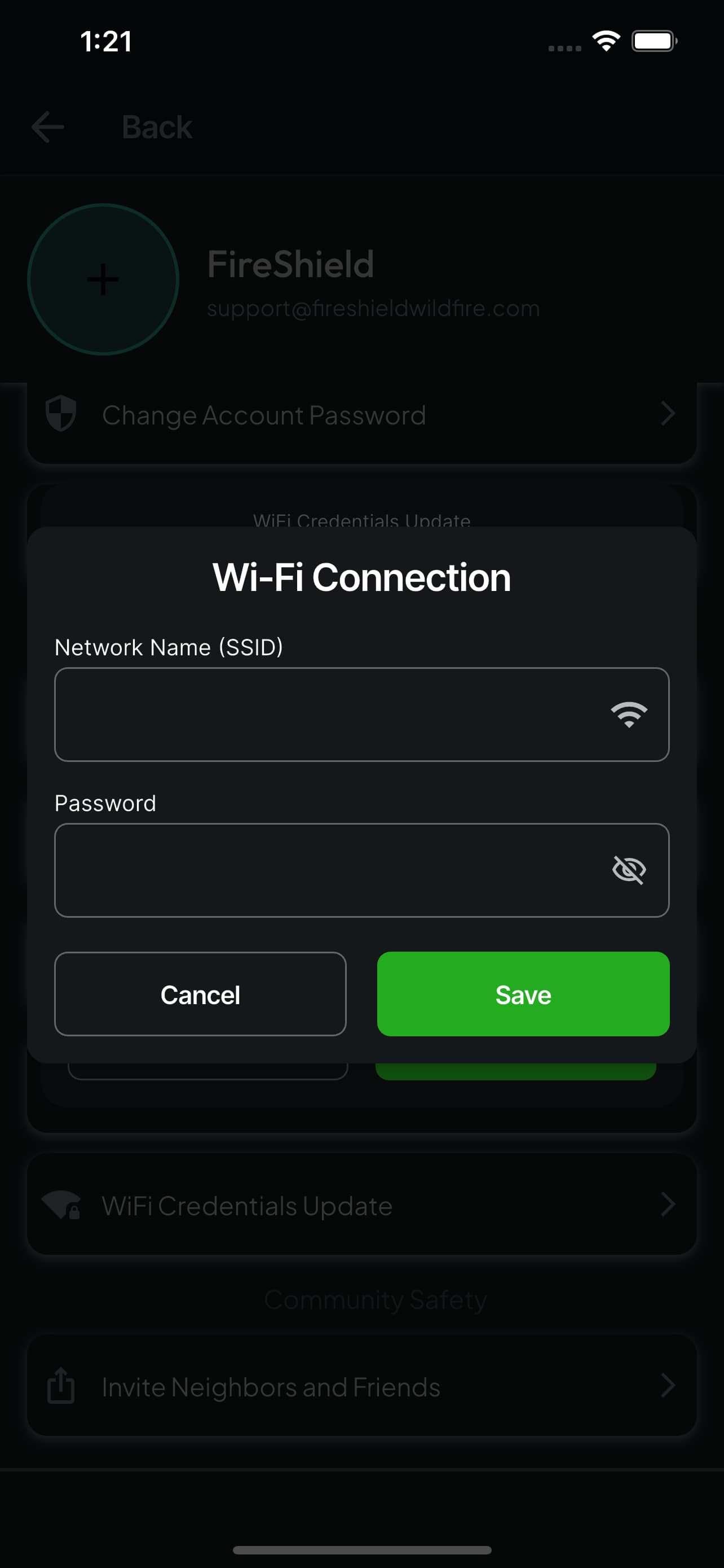 Wi-Fi connection form