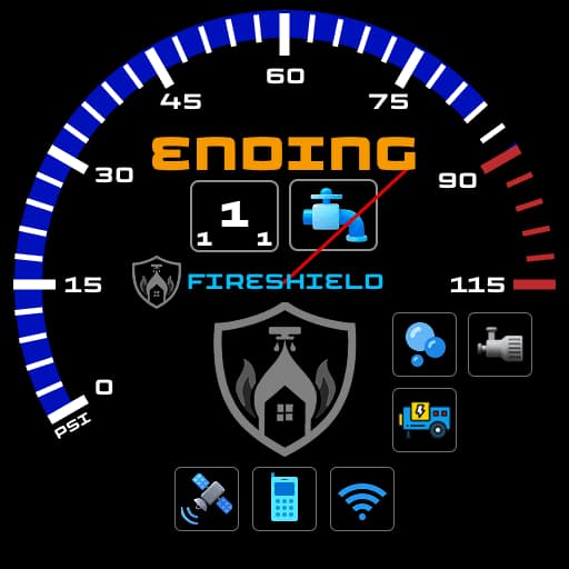 The Defense Core display reading ENDING, the state it enters while draining foam from the plumbing and running its rinse cycle.