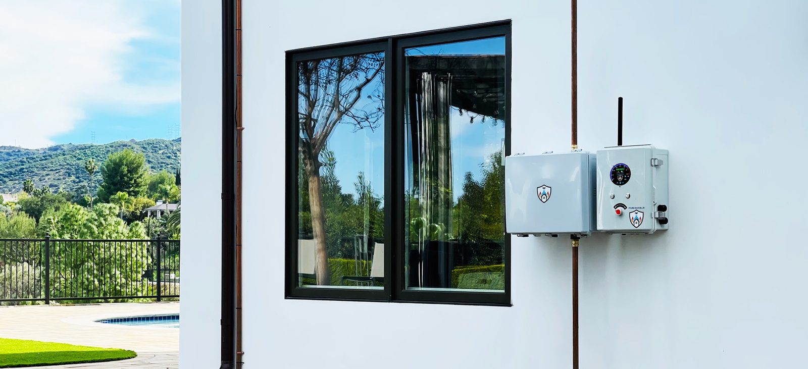 Plate 3 — Installed and running. Eight zones or ninety-six, it's the same FireShield hardware behind it.
